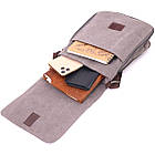 Практична вертикальна чоловіча сумка з текстилю 21266 Vintage Сіра, фото 7