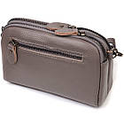 Компактна жіноча шкіряна сумка-клатч у стильному дизайні з натуральної шкіри сіра 19*12*7 см, фото 2