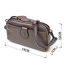 Компактна жіноча шкіряна сумка-клатч у стильному дизайні з натуральної шкіри сіра 19*12*7 см, фото 3