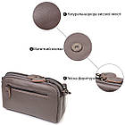 Компактна жіноча шкіряна сумка-клатч у стильному дизайні з натуральної шкіри сіра 19*12*7 см, фото 4