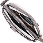 Компактна жіноча шкіряна сумка-клатч у стильному дизайні з натуральної шкіри сіра 19*12*7 см, фото 7