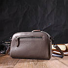 Компактна жіноча шкіряна сумка-клатч у стильному дизайні з натуральної шкіри сіра 19*12*7 см, фото 10