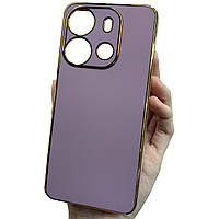 Чохол для Tecno Spark Go 2023 (BF7n) чорничний із золотим обідком силіконовий глянцевий