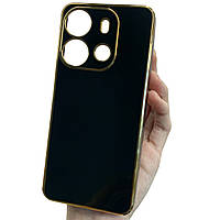 Чохол для Tecno Spark Go 2023 (BF7n) чорний із золотим обідком силіконовий глянцевий