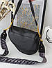 Жіноча сумка седло Крістіан Діор чорна з написом, фото 6