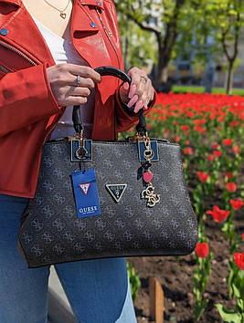 Сумка жіноча чорна Guess Гесс на три відділення ЛЮКС