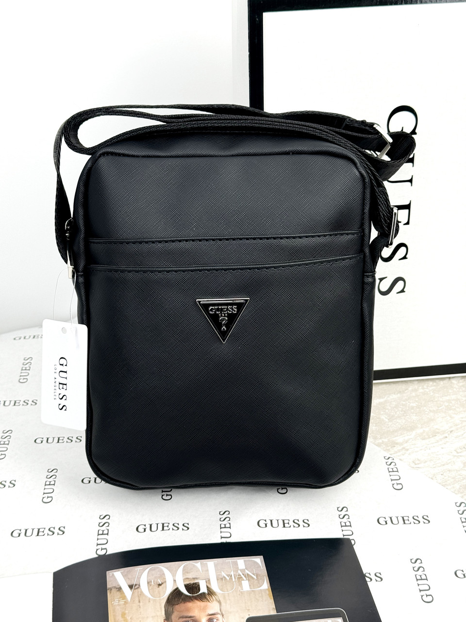 Чоловіча сумка месенджер Guess через плече чорний Гес, фото 1