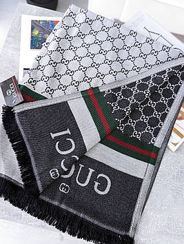 ПАЛАНТИН ШАРФ, ХУСТКА GUCCI ЖІНОЧИЙ ШАРФ КУЧЧІ світло-сірий