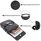 Чоловіча шкіряна сумка через плече планшет месенджер із натуральної шкіри з ручкою чорна 20*22,5*5,5 см, фото 4