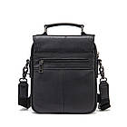 Чоловіча шкіряна сумка через плече планшет месенджер із натуральної шкіри з ручкою чорна 20*22,5*5,5 см, фото 6