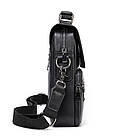 Чоловіча шкіряна сумка через плече планшет месенджер із натуральної шкіри з ручкою чорна 20*22,5*5,5 см, фото 7