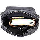 Чоловіча шкіряна сумка через плече планшет месенджер із натуральної шкіри з ручкою чорна 20*22,5*5,5 см, фото 10