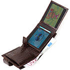 Фактурний чоловічий горизонтальний гаманець із натуральної шкіри з тисненням під крокодила BOND 22009 Коричневий, фото 7