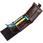 Фактурний чоловічий горизонтальний гаманець із натуральної шкіри з тисненням під крокодила BOND 22009 Коричневий, фото 8