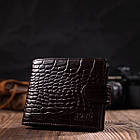 Фактурний чоловічий горизонтальний гаманець із натуральної шкіри з тисненням під крокодила BOND 22009 Коричневий, фото 9