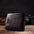 Фактурний чоловічий горизонтальний гаманець із натуральної шкіри з тисненням під крокодила BOND 22009 Коричневий, фото 10