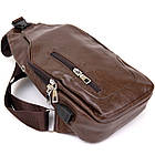 Сумка через плече на два відділення кожзам Vintage 20560 Темно-коричнева, фото 3