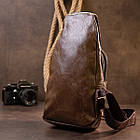 Сумка через плече на два відділення кожзам Vintage 20560 Темно-коричнева, фото 7