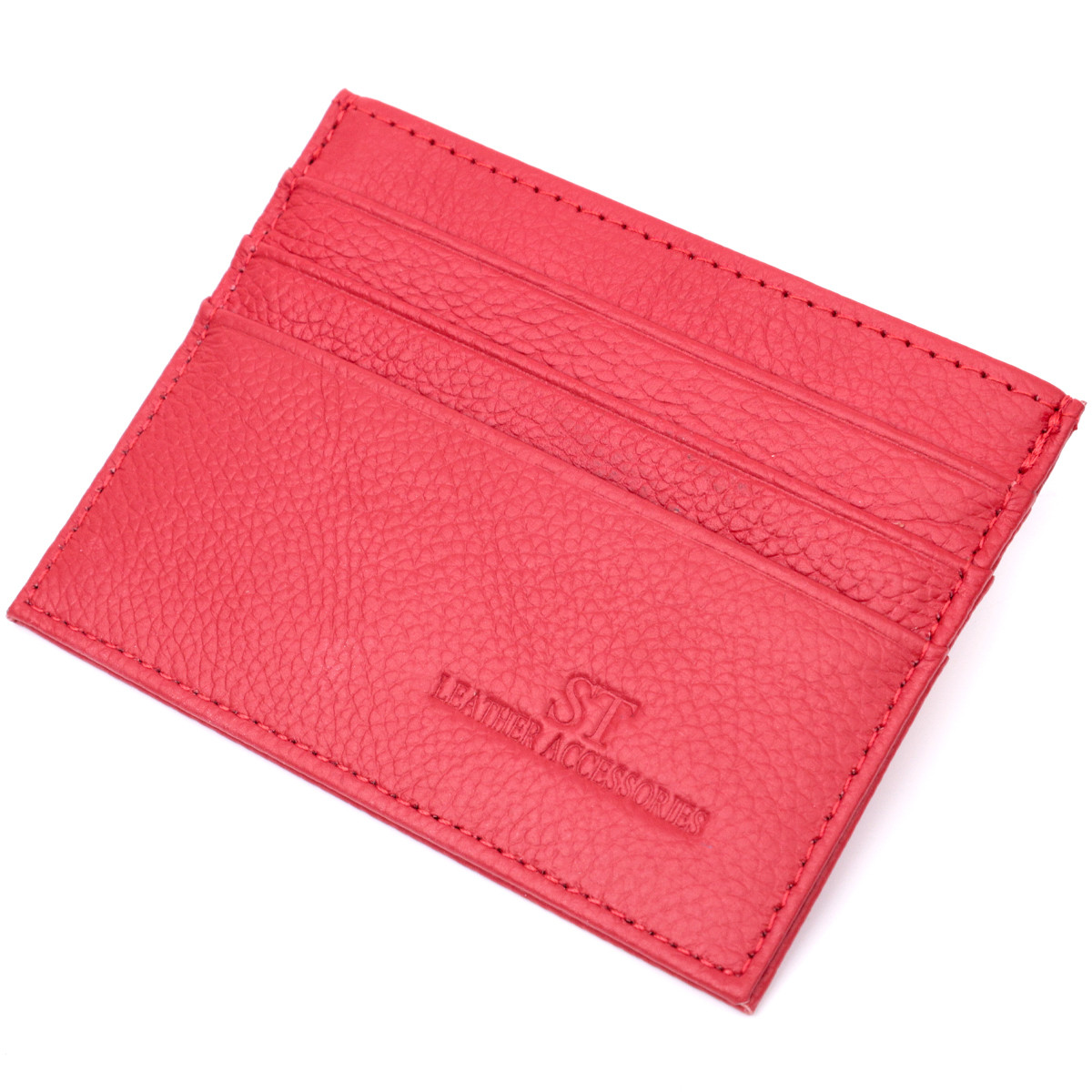 Яскравий кард-кейс із натуральної шкіри ST Leather 22445 Червоний, фото 1