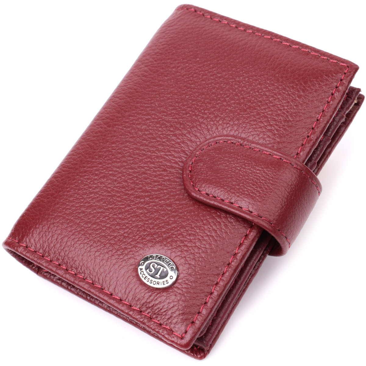 Практична візитниця з натуральної шкіри ST Leather 22468 Бордовий, фото 1