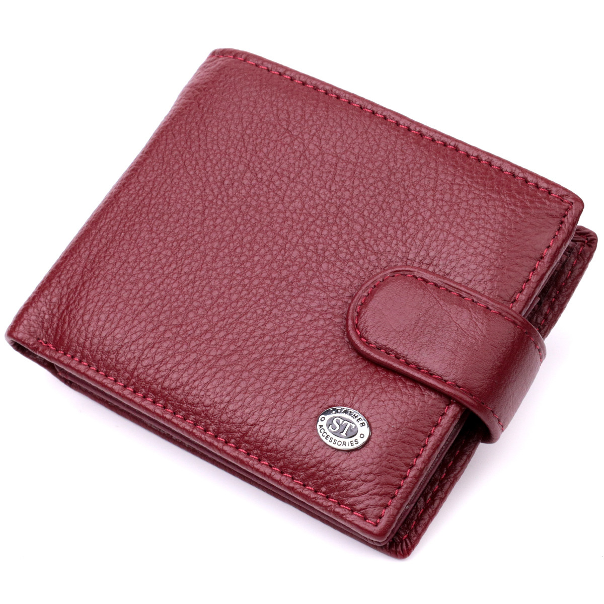 Стильне жіноче портмоне з блоком для карт з натуральної шкіри ST Leather 19472 Бордовий, фото 1