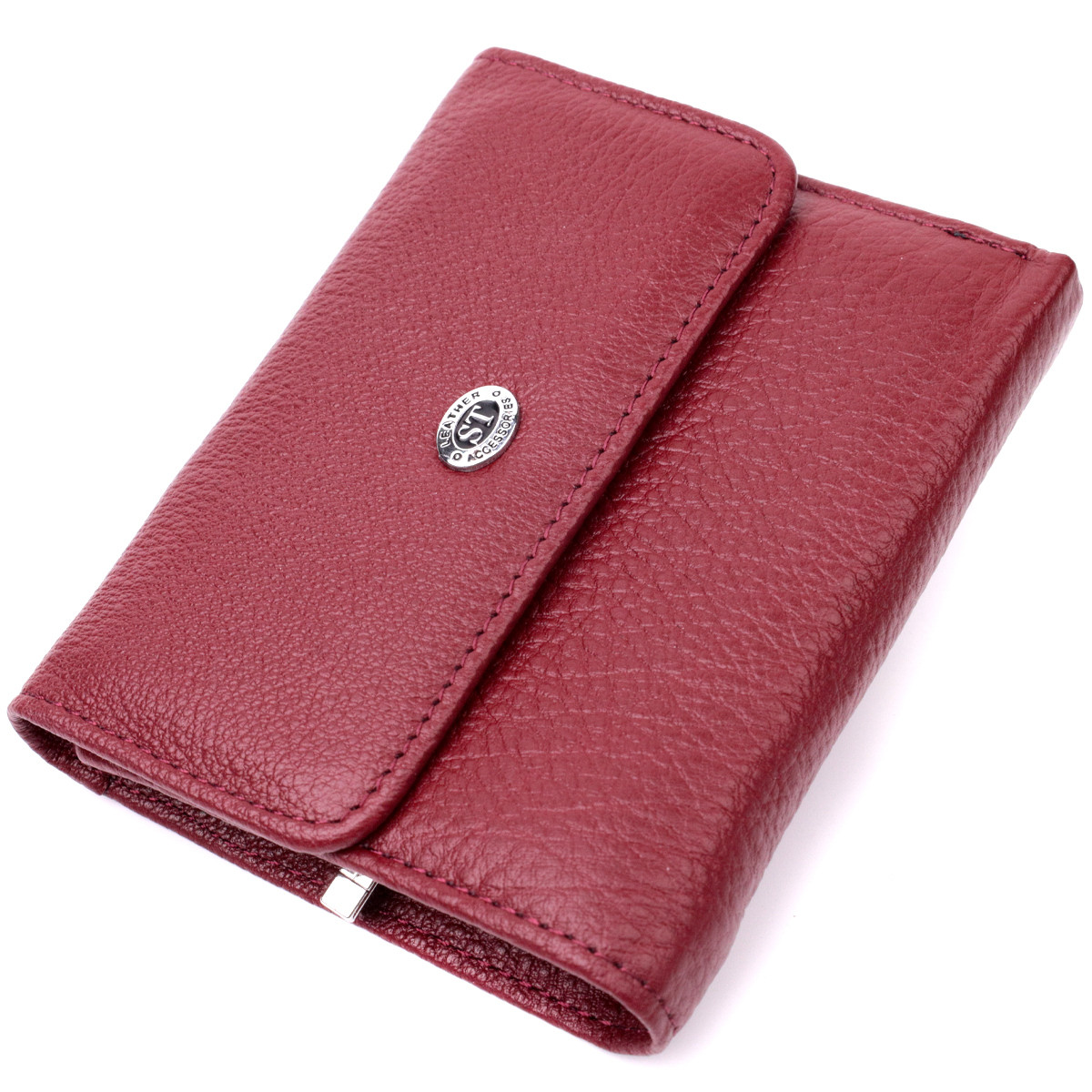 Шкіряний жіночий гаманець із монетницею ST Leather 19480 Бордовий, фото 1
