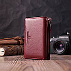 Шкіряний жіночий гаманець у три додавання ST Leather 22489 Бордовий, фото 9