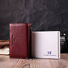 Шкіряний жіночий гаманець у три додавання ST Leather 22489 Бордовий, фото 11