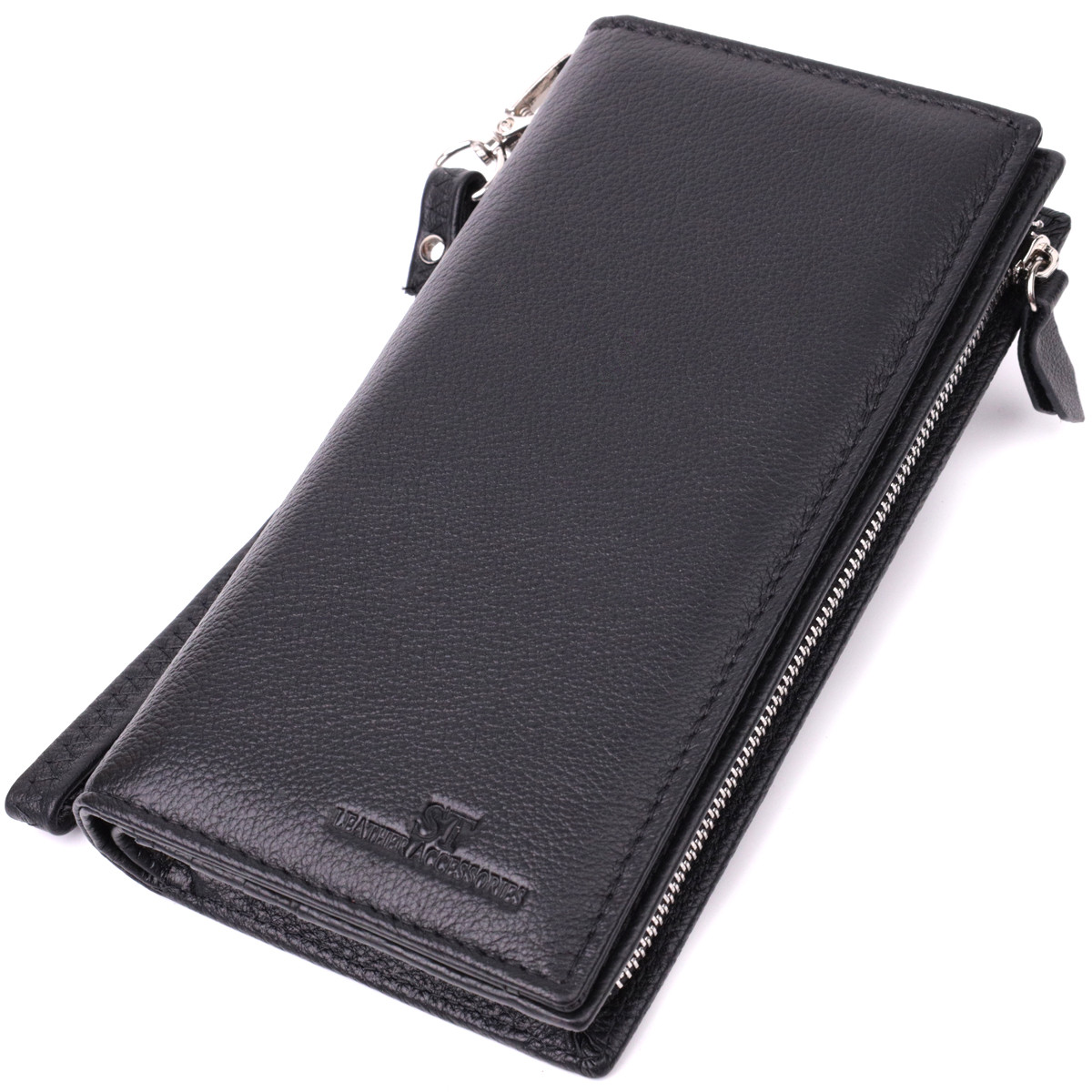 Вертикальний гаманець-клатч унісекс із натуральної шкіри ST Leather 22532 Чорний, фото 1