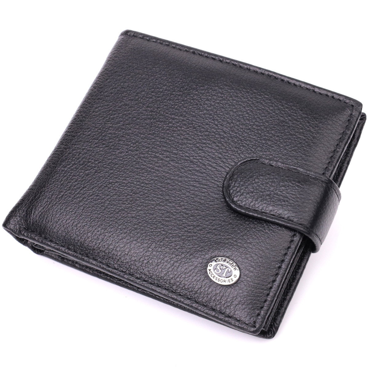 Чоловічий трендовий гаманець із натуральної шкіри ST Leather 22553 Чорний, фото 1