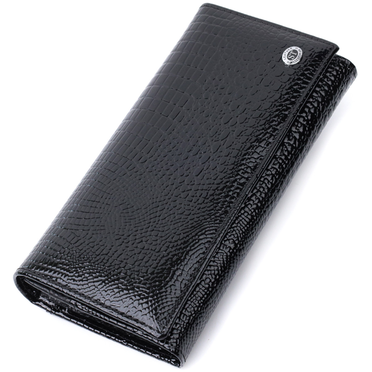 Жіночий гаманець із натуральної лакованої шкіри ST Leather 22679 Чорний, фото 1