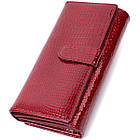 Шкіряний лакований гаманець з блоком для кредитних карток ST Leather 22682 Червоний, фото 2