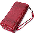 Фактурний клатч на два відділення з лакованої натуральної шкіри ST Leather 22692 Червоний, фото 3