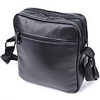 Класична чоловіча сумка месенджер із глянсової натуральної шкіри Shvigel 22846 Чорна, фото 2