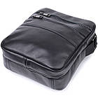 Класична чоловіча сумка месенджер із глянсової натуральної шкіри Shvigel 22846 Чорна, фото 5