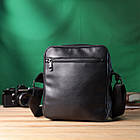Класична чоловіча сумка месенджер із глянсової натуральної шкіри Shvigel 22846 Чорна, фото 10