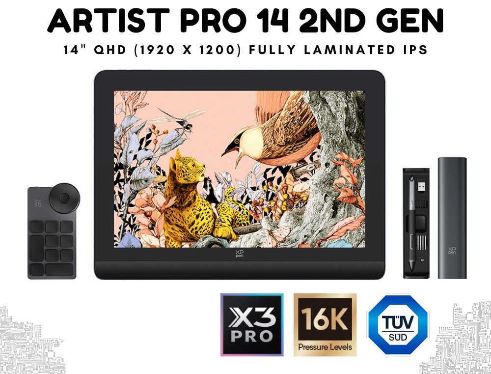 Графический дисплей XP-Pen Artist Pro 16 (Gen 2) black, 16", 5080 LPI, 16384 levels, 2560x1600, фото 1