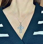 Родієвий блиск і кристальне сяйво — срібний хрестик з цирконієм, фото 6