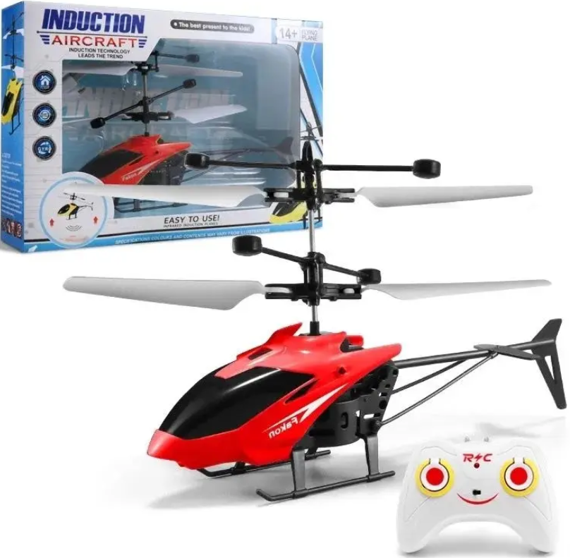 Інтерактивна іграшка Літальний вертоліт Induction aircraft із сенсорним керуванням із пультом, фото 1