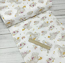 Сатин (бавовняна тканина) гуски на хмарках (ширина 160 см, 120 г/м2)