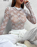Мереживне боді з довгими рукавами 8068 со, фото 3