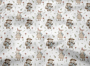 Сатин (хлопковая ткань)  звіри - туристи  (ширина 160см, 120г/м2)