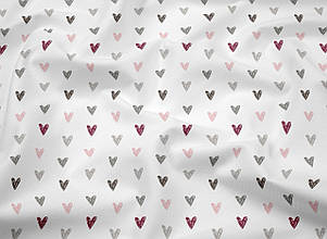 Сатин (хлопковая ткань)  сірі і рожеві серця  (ширина 160см, 120г/м2)