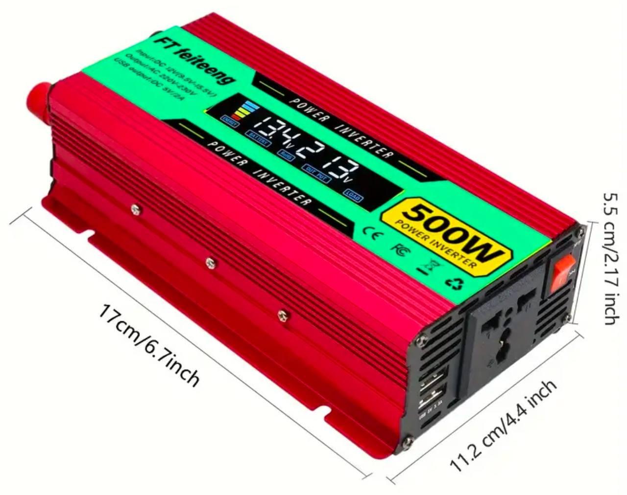 Портативний інвертор FT Feiteeng 500W 12V-220V USB