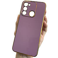 Чохол для Tecno Spark Go (KG5m) чорничний із золотим обідком силіконовий глянцевий