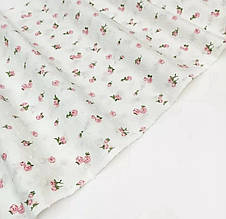 Батист (бавовняна тканина )щільність 90г/м2, ширина 145см, персикові троянди