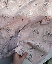 Батист (бавовняна тканина), з вишивкою, щільність 90г/м2, ширина 145см, мімоза на рожевому