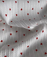 Батист (бавовняна тканина ), з вишивкою, щільність 90г/м2, ширина 145см, дрибні червоні серця
