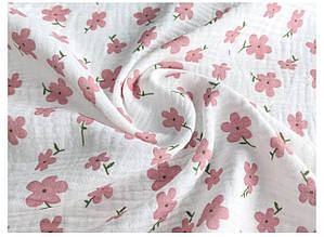 Муслін (жатка 1,35 м) ромашки рожеві, 135см