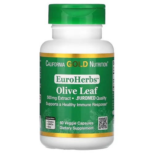 Екстракт оливкового листя California Gold Nutrition Olive Leaf 500 mg (60 капсул.), фото 1